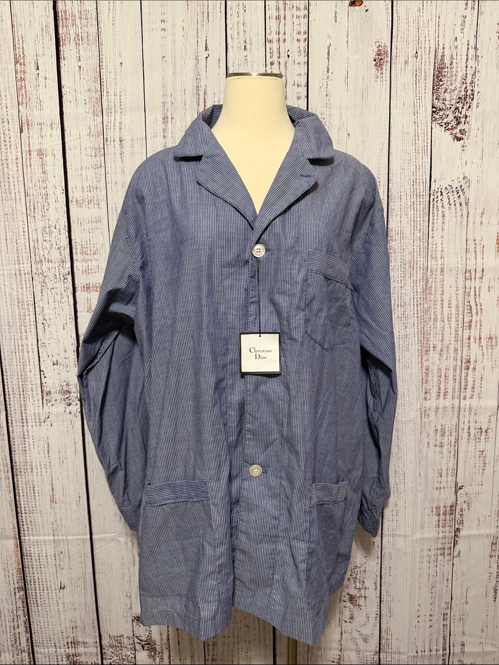 Dior Blue Pinstripe Lightweight Night Shirt